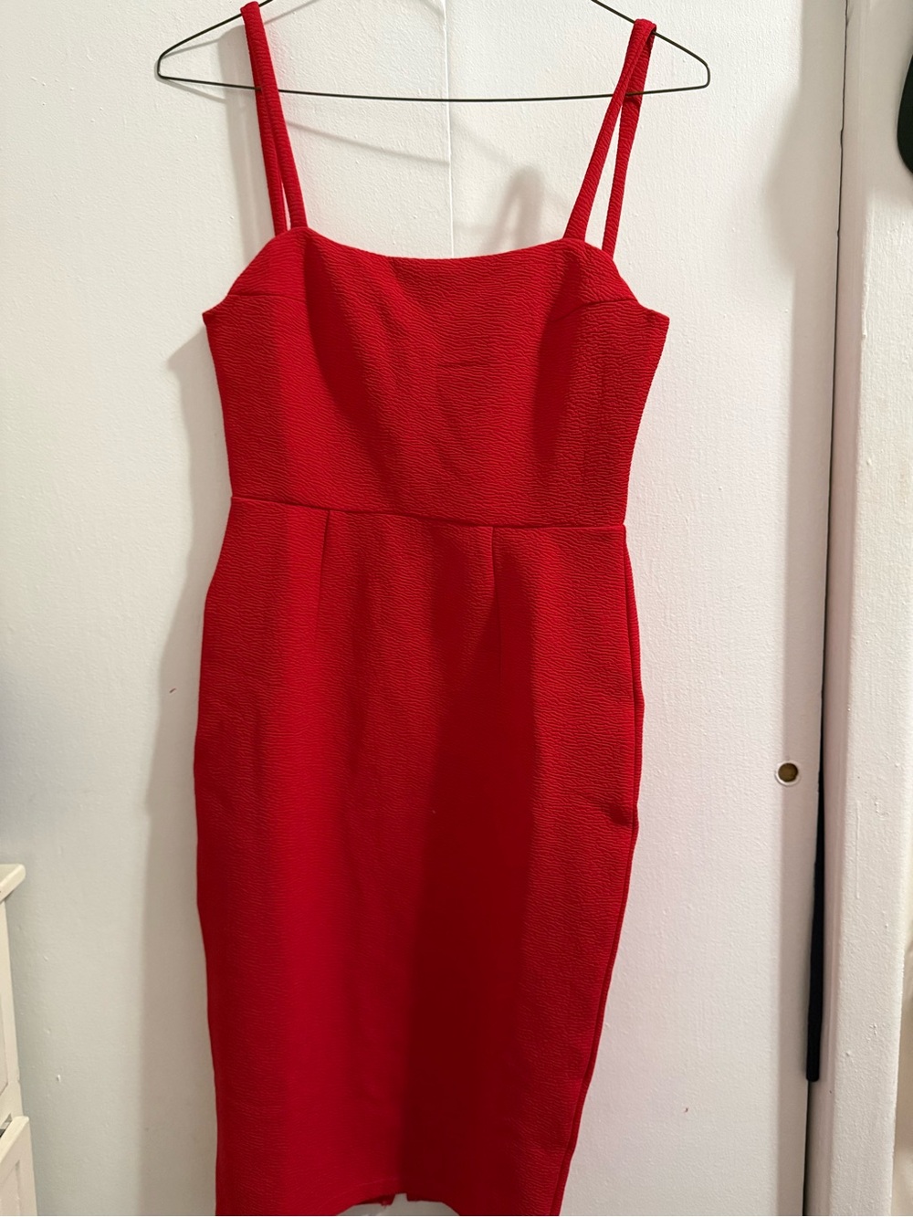 Georgia Square Neckline Midi Dress Red Hello Molly Red Midi Bodycon Dress with S - Picture 2 of 6